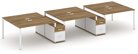 Рабочая станция на 6 мест с двумя двухсторонними опорными тумбами CN.DRS-339 B/W