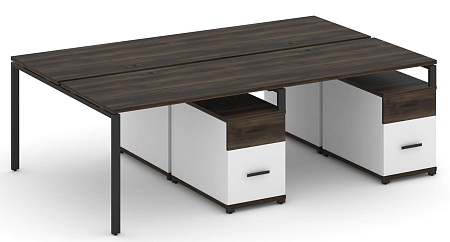 Рабочая станция на 4 места с двумя двухсторонними опорными тумбами CN.DRS-322 B/W