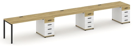 Рабочая станция на 3 места с тремя опорными тумбами CN.ORS-443 B/W