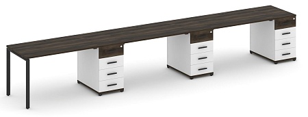 Рабочая станция на 3 места с тремя опорными тумбами CN.ORS-442 B/W