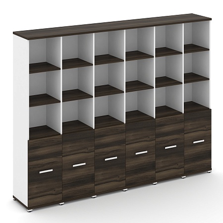 Шкаф шесть узких секций, 5 ниш (6 фасадов ЛДСП, 2 ниши) CN.STU-561 B/W