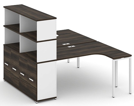 Рабочая станция с опорным распашным шкафом с надставкой высокой CN.DSA-215 B/W