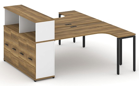 Рабочая станция с опорным распашным шкафом с надставкой низкой CN.DSA-214 B/W
