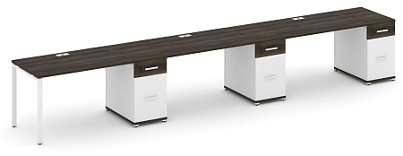 Рабочая станция на 3 места с тремя опорными тумбами CN.ORS-446 B/W