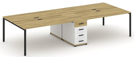 Рабочая станция на 4 места с двумя опорными тумбами CN.DRS-420 B/W