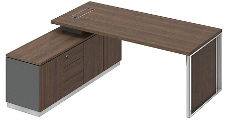 Стол руководителя на опорной тумбе с декоративной вставкой левый БР 108L