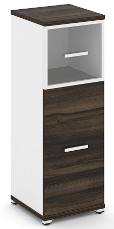 Шкаф одна узкая секция, 3 ниши (фасад ЛДСП, 2 ниши + фасад стекло прозрачное в раме,  1 ниша) CN.STU-314 RP B/W