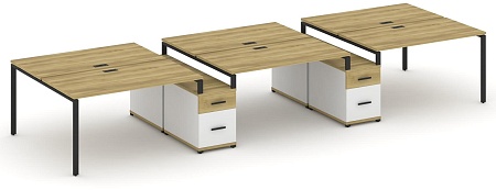 Рабочая станция на 6 мест с двумя двухсторонними опорными тумбами CN.DRS-339 B/W