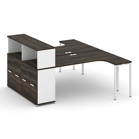 Рабочая станция с опорным распашным шкафом с надставкой низкой CN.DSA-214 B/W