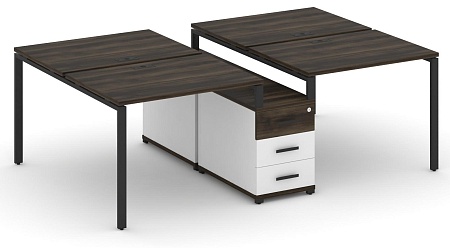 Рабочая станция на 4 места с двухсторонней опорной тумбой CN.DRS-309 B/W