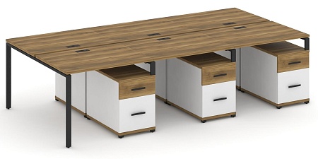 Рабочая станция на 6 мест с тремя двухсторонними опорными тумбами CN.DRS-353 B/W
