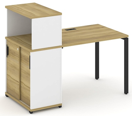 Стол рабочий с опорным шкафом купе с надставкой низкой CN.SP-237 B/W