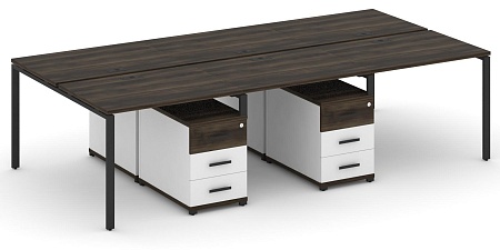 Рабочая станция на 6 мест с двумя двухсторонними опорными тумбами CN.DRS-341 B/W