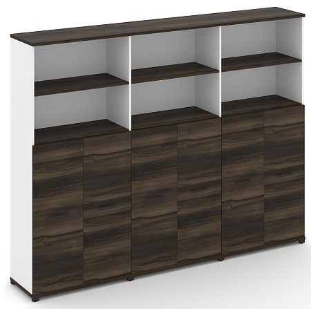 Шкаф три широкие секции, 5 ниш (6 фасадов ЛДСП, 3 ниши) CN.STS-534 B/W