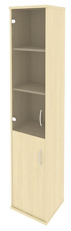 Шкаф высокий узкий левый (1 низкая дверь ЛДСП, 1 средняя дверь стекло) А.СУ-1.2 (L)