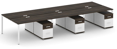 Рабочая станция на 6 мест с тремя двухсторонними опорными тумбами CN.DRS-355 B/W