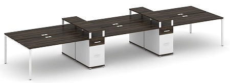 Рабочая станция на 6 мест с четыремя опорными тумбами CN.DRS-472 B/W