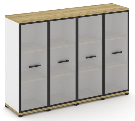 Шкаф четыре узкие секции, 3 ниши (4 фасада стекло белое матовое в раме, 3 ниши) CN.STU-346 RM B/W