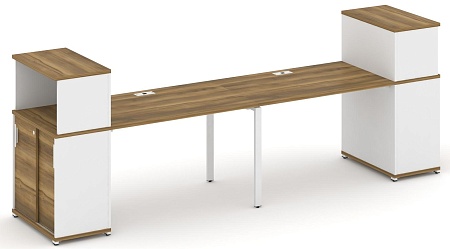 Рабочая станция с опорными шкафом купе с надставкой низкой CN.ORS-238 B/W