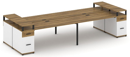 Рабочая станция на 6 мест с шестью опорными тумбами CN.DRS-448 B/W