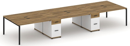 Рабочая станция на 6 мест с четыремя опорными тумбами CN.DRS-455 B/W