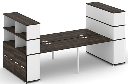 Рабочая станция с опорными распашными шкафоми с надставкой высокой CN.DRS-274 B/W