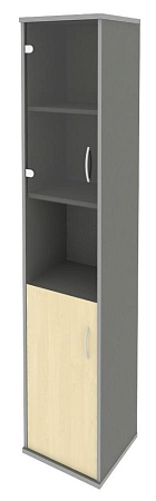 Шкаф высокий узкий левый (1 низкая дверь ЛДСП, 1 низкая дверь стекло) А.СУ-1.4 (L)
