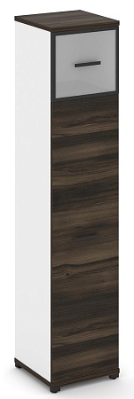 Шкаф одна узкая секция, 5 ниш (фасад ЛДСП на 4 ниши + фасад стекло белое матовое в раме, на 1 нишу) CN.STU-517 RM B/W