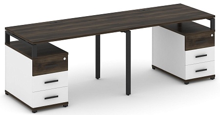 Рабочая станция на 2 места с двумя опорными тумбами CN.ORS-318 B/W