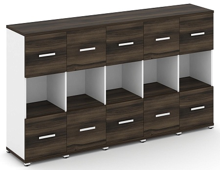 Шкаф пять узких секций, 3 ниши (5 фасадов ЛДСП, 1 ниша + 5 фасадов ЛДСП, 1 ниша) CN.STU-355 B/W