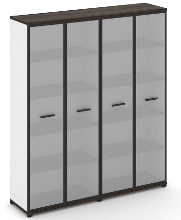 Шкаф две широкие секции, 5 ниш (4 фасада стекло белое матовое в раме, 5 ниш) CN.STS-528 RM B/W