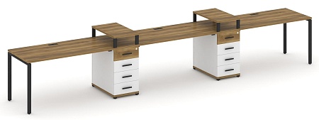 Рабочая станция на 3 места с двумя опорными тумбами CN.ORS-451 B/W