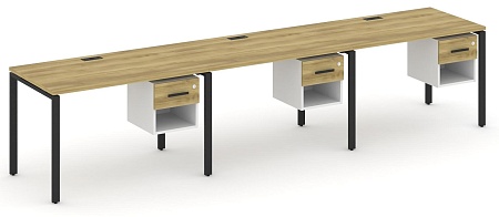 Рабочая станция односторонняя с подвесными тумбами на 3 места CN.ORS-138 B/W