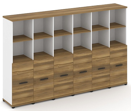 Шкаф шесть узких секций, 4 ниши (6 фасадов ЛДСП, 2 ниши) CN.STU-461 B/W