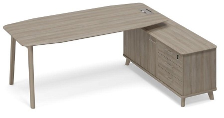 Стол руководителя на опорной тумбе (тип 2) WOOD правый  ТМ В2 112