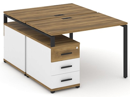 Рабочая станция на 2 места с двухсторонней опорной тумбой CN.DRS-302 B/W