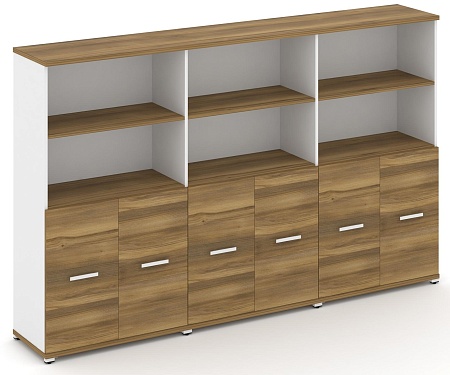 Шкаф три широкие секции, 4 ниши (6 фасадов ЛДСП, 2 ниши) CN.STS-431 B/W