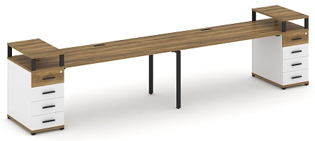 Рабочая станция на 2 места с двумя опорными тумбами CN.ORS-428 B/W