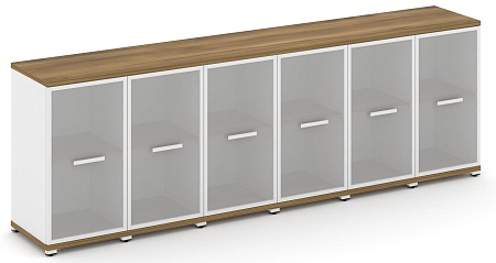 Шкаф шесть узких секций, 2 ниши (6 фасадов стекло белое матовое в раме,  2 ниши) CN.STU-263 RM B/W