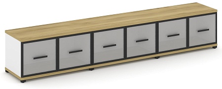 Шкаф три широкие секции, 1 ниша (6 фасадов стекло белое матовое в раме, 1 ниша) CN.STS-133 RM B/W