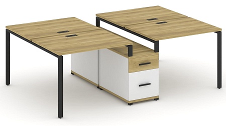 Рабочая станция на 4 места с двухсторонней опорной тумбой CN.DRS-313 B/W