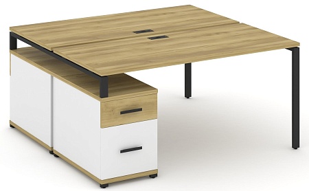 Рабочая станция на 2 места с двухсторонней опорной тумбой CN.DRS-308 B/W
