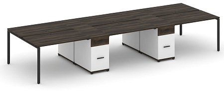 Рабочая станция на 6 мест с четыремя опорными тумбами CN.DRS-454 B/W