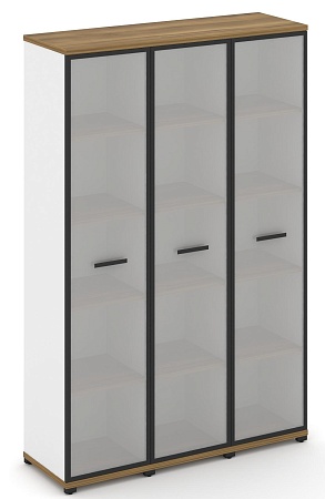 Шкаф три узкие секции, 5 ниш (3 фасада стекло белое матовое в раме, 5 ниш) CN.STU-538 RM B/W