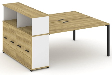 Рабочая станция с опорным распашным шкафом с надставкой низкой CN.DRS-228 B/W