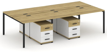 Рабочая станция на 6 мест с двумя двухсторонними опорными тумбами CN.DRS-341 B/W