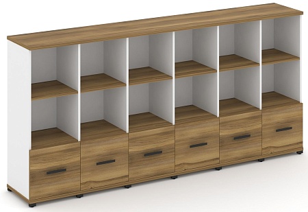 Шкаф шесть узких секций, 3 ниши (6 фасадов ЛДСП, 1 ниша) CN.STU-361 B/W