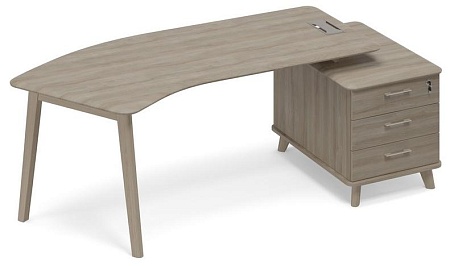 Стол руководителя правый тумба малая (тип 5) WOOD эргономичный ТМ В2 130