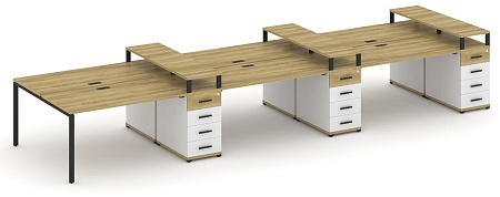 Рабочая станция на 6 мест с шестью опорными тумбами CN.DRS-475 B/W