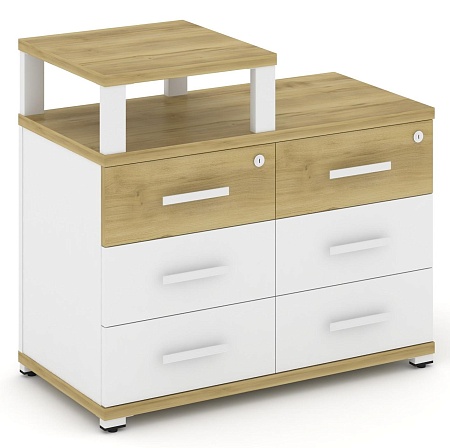 Тумба приставная широкая 6 ящиков. С надставкой узкой. CN.TSP-008 B/W